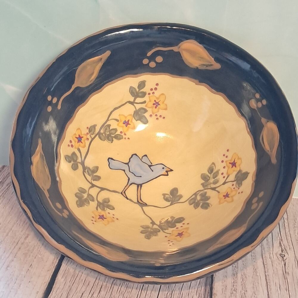 Fired Up Pottery Blue Bird Soup Bowl Studio Art Handmade